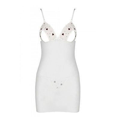 Пеньюар з вирізами на грудях, стрінги Passion LOVELIA CHEMISE XXL/XXXL, white