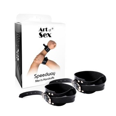 Мужские кожаные наручники Art of Sex L-2XL черные SO9999 фото