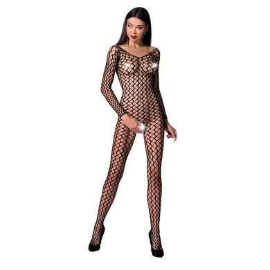 Бодистокинг Passion BS068 black, комбинезон, крупная сетка, длинный рукав One Size