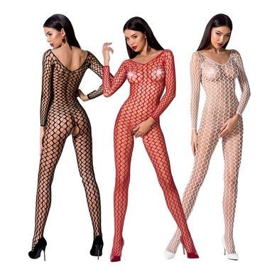 Бодистокинг Passion BS068 black, комбинезон, крупная сетка, длинный рукав One Size