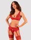 Комплект білизни Obsessive Lacelove cupless 3-pcs set M/L Red, бюстгальтер, стрінги, пояс для панчіх