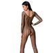 Бодистокинг Passion BS068 black, комбинезон, крупная сетка, длинный рукав One Size