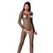 Бодистокинг Passion BS068 black, комбинезон, крупная сетка, длинный рукав One Size
