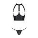 Комплект белья с открытой грудью Passion GENEVIA SET WITH OPEN BRA L/XL black, корсет, стринги