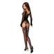 Бодістокінг Passion BS055 black, комбінезон, імітація панчох і пояса, довгий рукав, закрите плече S/M/L