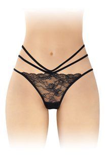 Мереживні еротичні трусики з відкритою попкою Fashion Secret Надія One Size чорні