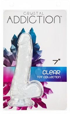 Прозорий фалоімітатор на присосці ADDICTION Clear Dildo with Balls 7 SO5581 фото