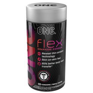 Презервативи ONE Flex Graphene Condom 10 шт, подарункова упаковка тюб SX0787 фото