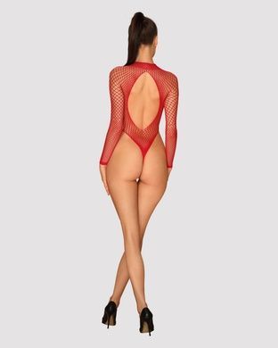 Сітчастий бодістокінг із довгим рукавом Obsessive B126 teddy red S/M/L, червоний