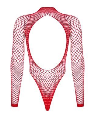 Сітчастий бодістокінг із довгим рукавом Obsessive B126 teddy red S/M/L, червоний