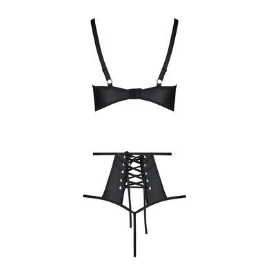 Комплект білизни Passion TASMINA SET L/XL black, ліф, високі трусики з корсетом ззаду