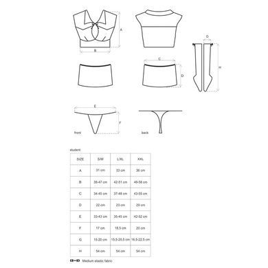 Эротический костюм студентки Obsessive Student 4 pcs costume S/M, топ, юбка, стринги, гольфы