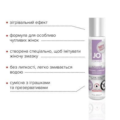 Согревающая водная смазка JO AGAPE WARMING 30мл SO1493 фото