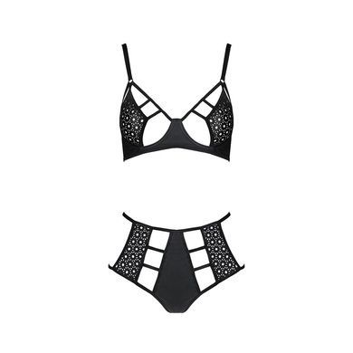 Комплект білизни Passion TASMINA SET L/XL black, ліф, високі трусики з корсетом ззаду