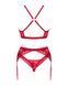 Комплект білизни Obsessive Lacelove cupless 3-pcs set XL/2XL Red, бюстгальтер, стрінги, пояс для пан