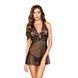 Прозорий пеньюар приталений Passion TARANEE CHEMISE L/XL, black, трусики
