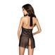 Прозорий пеньюар приталений Passion TARANEE CHEMISE L/XL, black, трусики