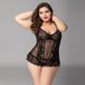 Кружевной корсет JSY &laquo;Сексуальная Белла&raquo; Plus Size Black, мелкая сетка, гипюр, чашки с косточками