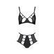 Комплект білизни Passion TASMINA SET L/XL black, ліф, високі трусики з корсетом ззаду