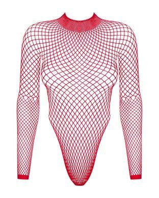Сетчатый бодистокинг с длинным рукавом Obsessive B126 teddy red XL/XXL, красный