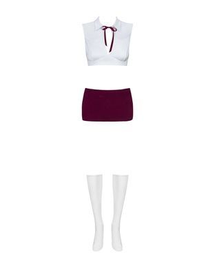 Еротичний костюм студентки Obsessive Student 4 pcs costume L/XL, топ, спідниця, стринги, гольфи