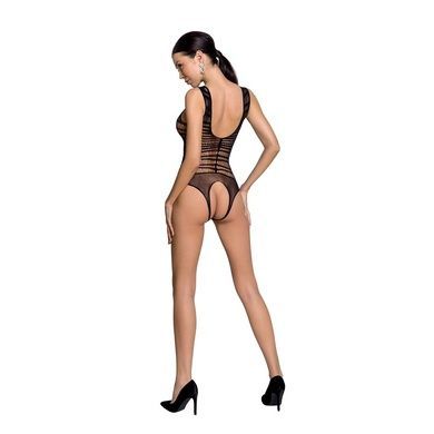 Бодістокінг з доступом Passion BS086 black, вертикальна сітка, виріз на спинці One size