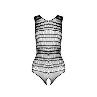 Бодістокінг з доступом Passion BS086 black, вертикальна сітка, виріз на спинці One size