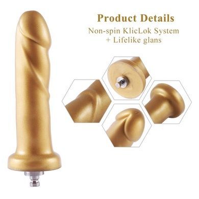 Золотий фалоімітатор Hismith 6.8&Prime; Golden Silicone Dildo SO6202 фото