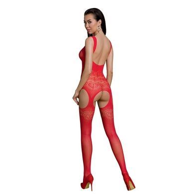 Бодістокінг Passion ECO BS005 red, щільний, відкритий доступ, імітація підв&rsquo;язок