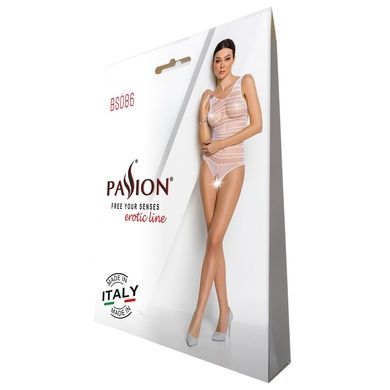 Бодістокінг з доступом Passion BS086 black, вертикальна сітка, виріз на спинці One size