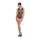 Бодістокінг з доступом Passion BS086 black, вертикальна сітка, виріз на спинці One size
