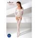 Бодистокинг Passion BS055 white, комбинезон, имитация чулок и пояса, длинный рукав, закрытое плечо S/M/L