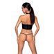 Комплект белья с открытой грудью Passion GENEVIA SET WITH OPEN BRA XXL/XXXL black, корсет, стринги