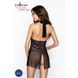 Прозорий пеньюар приталений Passion TARANEE CHEMISE S/M, black, трусики