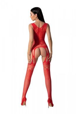 Бодистокинг с плетением на груди Passion BS099 One Size, red, открытый доступ, имитация подвязок