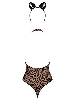 Эротический костюм леопарда Obsessive Leocatia teddy XXL, боди, обруч с ушками