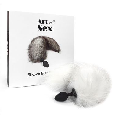 Анальна пробка з хвостом Art of Sex size M White fox SO6187 фото