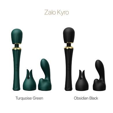 Вібромасажер з насадками Zalo Kyro Wand Turquoise Green SO6650 фото