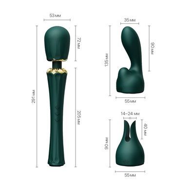 Вібромасажер з насадками Zalo Kyro Wand Turquoise Green SO6650 фото