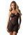 Пеньюар Obsessive Novenes chemise & thong, M/L, чорний, прозорий, зі стрепами, стрінги в комплекті