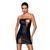 Мини платье из экокожи Passion CELINE CHEMISE S/M, black, шнуровка, трусики в комплекте