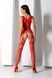Бодистокинг с плетением на груди Passion BS099 One Size, red, открытый доступ, имитация подвязок
