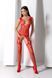 Бодистокинг с плетением на груди Passion BS099 One Size, red, открытый доступ, имитация подвязок