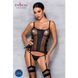 Сітчастий корсет з люверсами та знімними пажами Passion MALWIA CORSET S/M, black, екошкіра, стрінги
