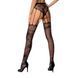 Сітчасті панчохи-стокінги Passion S016 One Size, Black, імітація ажурного пояса з гартерами