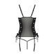 Сітчастий корсет з люверсами та знімними пажами Passion MALWIA CORSET S/M, black, екошкіра, стрінги