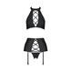 Комплект из экокожи Passion NANCY SET 6XL/7XL black, имитация шнуровки, топ, пояс для чулок