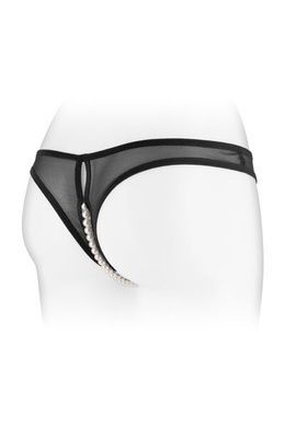 Сексуальные трусики с жемчужинами и открытым доступом Fashion Secret Софи One Size черные