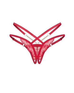 Сексуальные женские трусики с открытым доступом и кружевом Obsessive Матильда L/XL красные