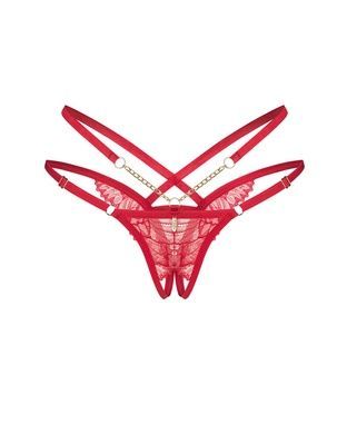 Сексуальные женские трусики с открытым доступом и кружевом Obsessive Матильда L/XL красные